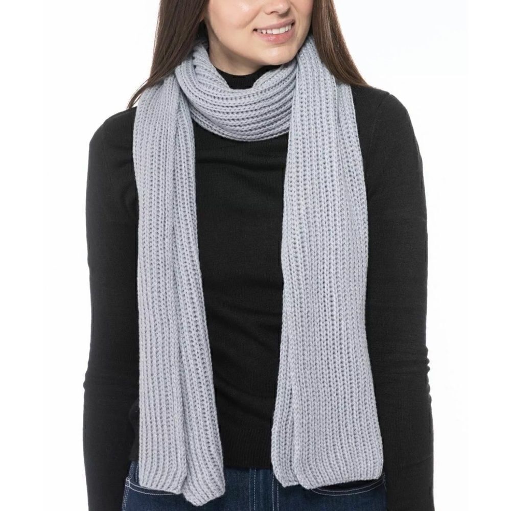 Style & Co Gray Sparkly Rib Solid Scarf With Lurex Women's One Size NWT